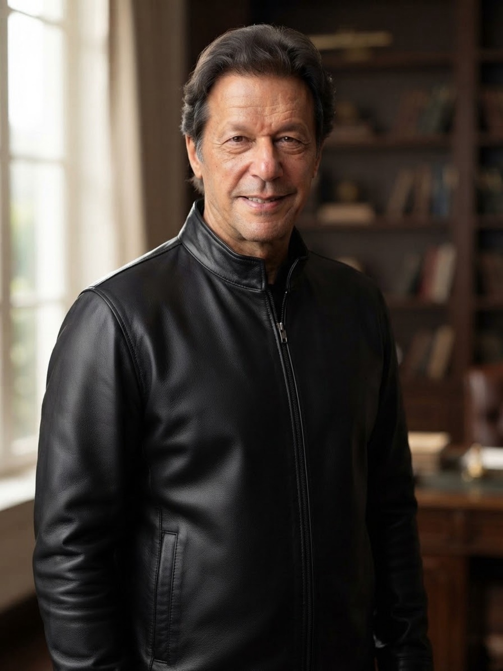 Men's Classic Black Leather Zip Jacket